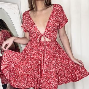 Flower Red Dress